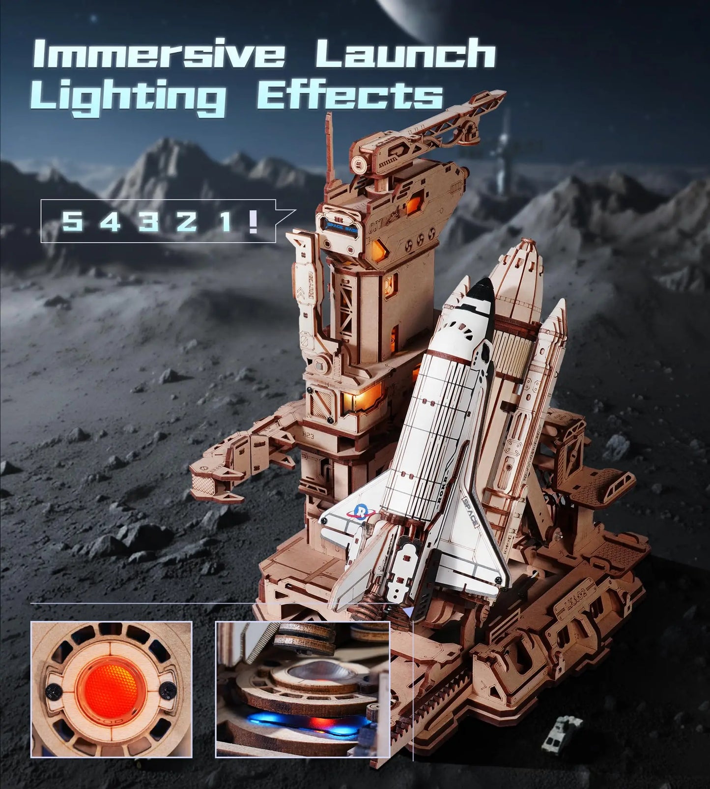 ROKR-Space-Shuttle-3D-Wooden-Puzzle-Moving-Launch-Tower-LED-Lights-Senior-Memory-Care-FREETIMEJOY