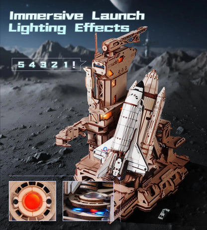 ROKR-Space-Shuttle-3D-Wooden-Puzzle-Moving-Launch-Tower-LED-Lights-Senior-Memory-Care-FREETIMEJOY
