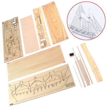 1:100 Scale Halcon Wooden Sailing Boat DIY Assembly Kit – Classic Desktop Nautical Model