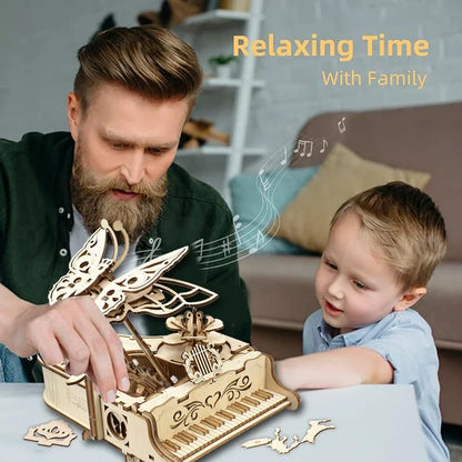 Mechanical Wind-Up Music Box Model Kit