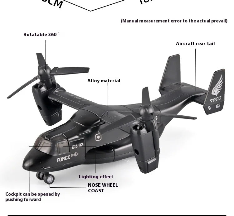 Diecast Alloy V-22 Osprey Tilt-Rotor Aircraft – Professional Aviation Military Model