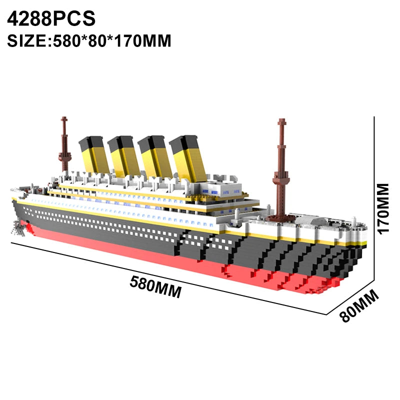 Titanic Micro-Particle Building Block Model – 1860-Piece Historical Steamship Set