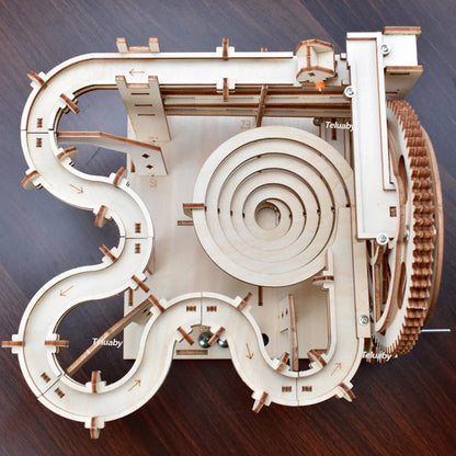 Chriyungel Mechanical Marble Run | 3D Wooden Puzzle STEAM Kit | Kinetic Engineering Model
