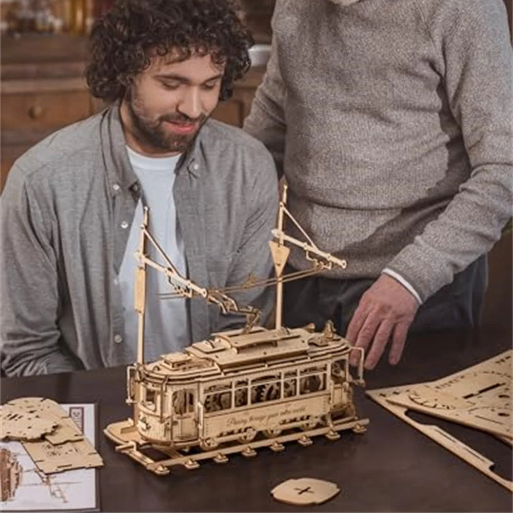 Classic-City-Tram-3D-Wooden-Puzzle-Mechanical-Gear-Drive-Model-Senior-Memory-Care-FREETIMEJOY
