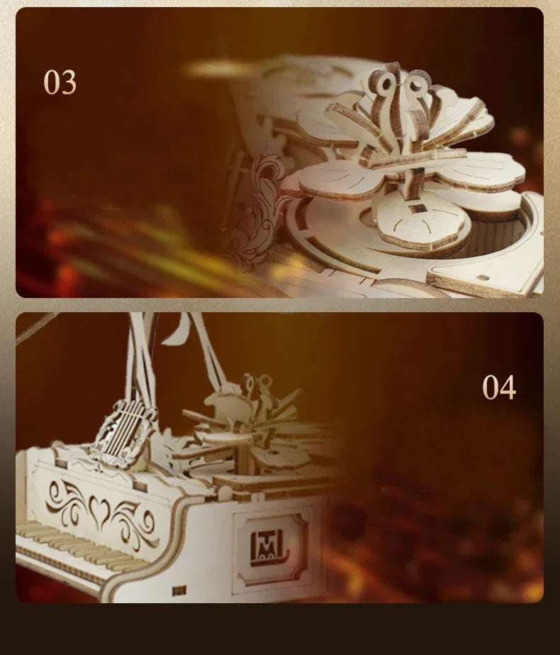 Mechanical Wind-Up Music Box Model Kit