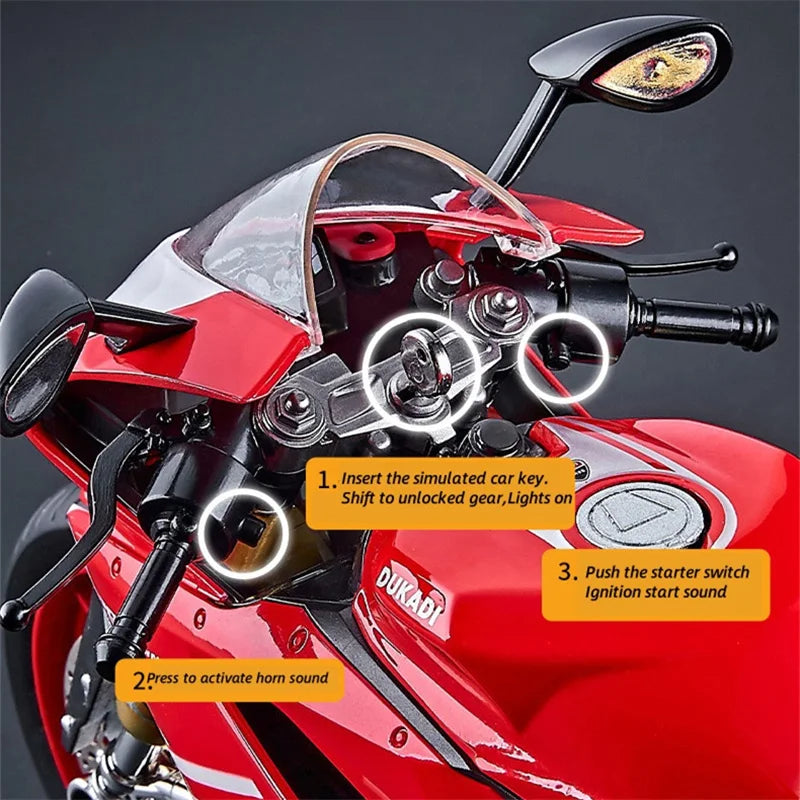 Key-Start-1-9-1199-Panigale-Alloy-Motorcycle-Model-Sound-Light-FREETIMEJOY-Senior-Hobby