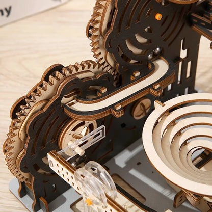 Mechanical Marble Run Set | 3D Wooden Puzzle STEAM Engine Model | DIY Kinetic Engineering Kit