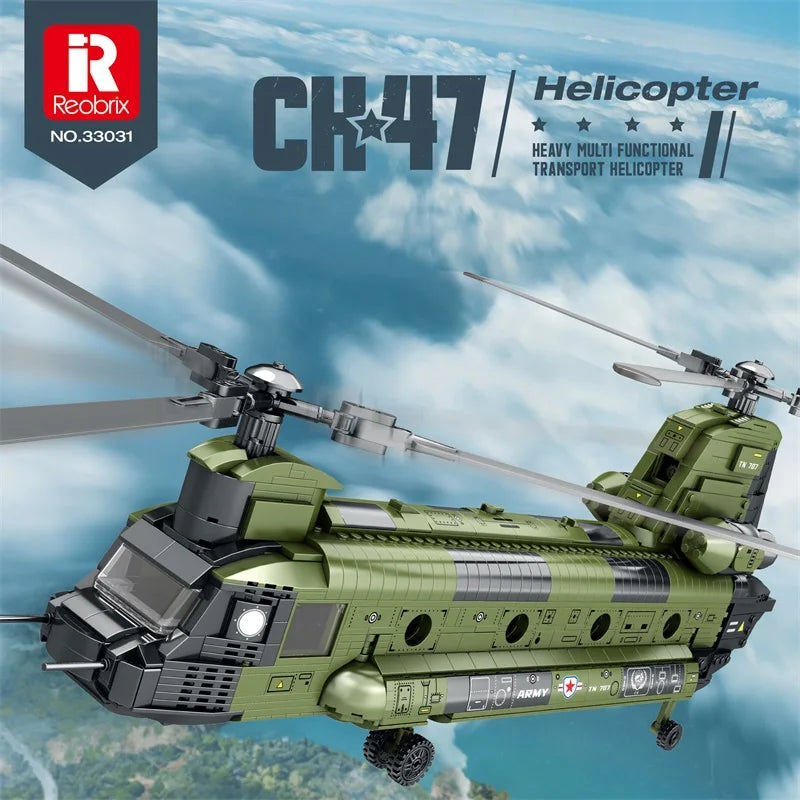 Reobrix-33031-CH-47-Chinook-Transport-Helicopter-Remote-Control-Building-Blocks-FREETIMEJOY-Senior-Hobby