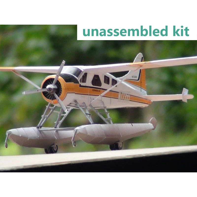 DHC-2-Beaver-Float-Seaplane-Paper-Model-Kit-1-32-Scale-Senior-Memory-Care-FREETIMEJOY