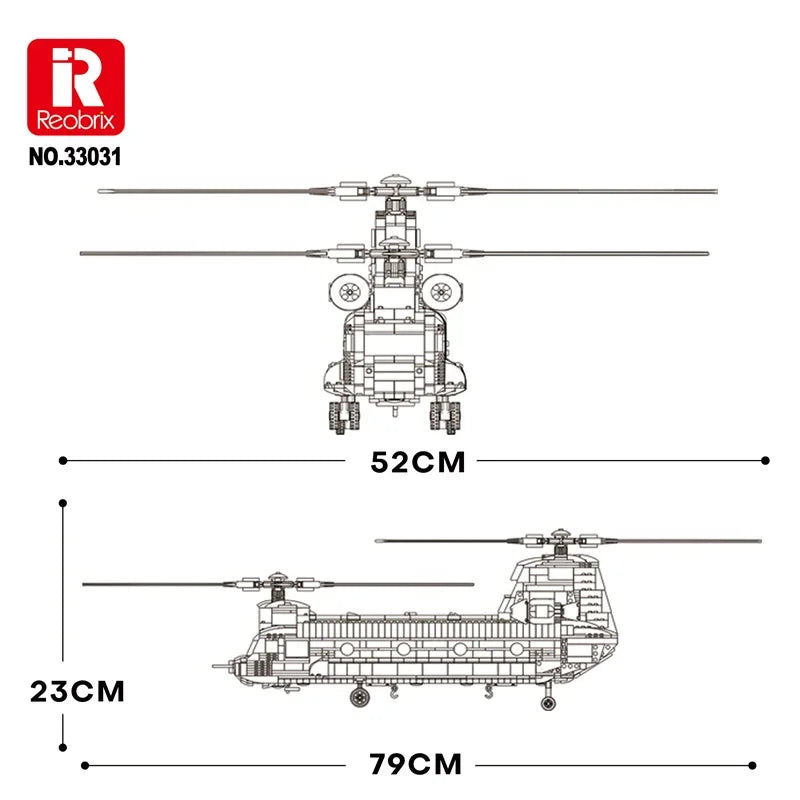 Reobrix-33031-CH-47-Chinook-Transport-Helicopter-Remote-Control-Building-Blocks-FREETIMEJOY-Senior-Hobby