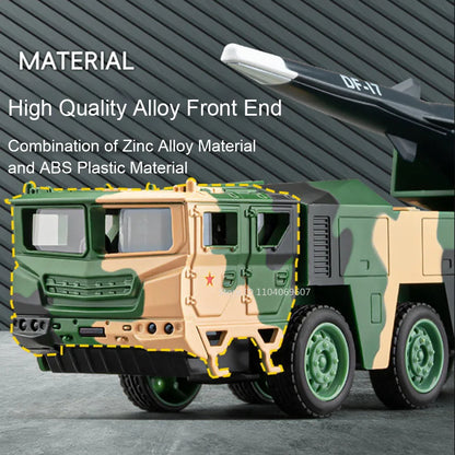 Dongfeng-17, Missile Launcher, 1:50 Scale, Diecast Model, Alloy Truck, Military Hobby, Tactical Vehicle, Senior Gift, Desktop Decor, FREETIMEJOY Performance