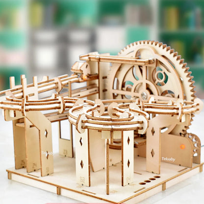 Chriyungel Mechanical Marble Run | 3D Wooden Puzzle STEAM Kit | Kinetic Engineering Model