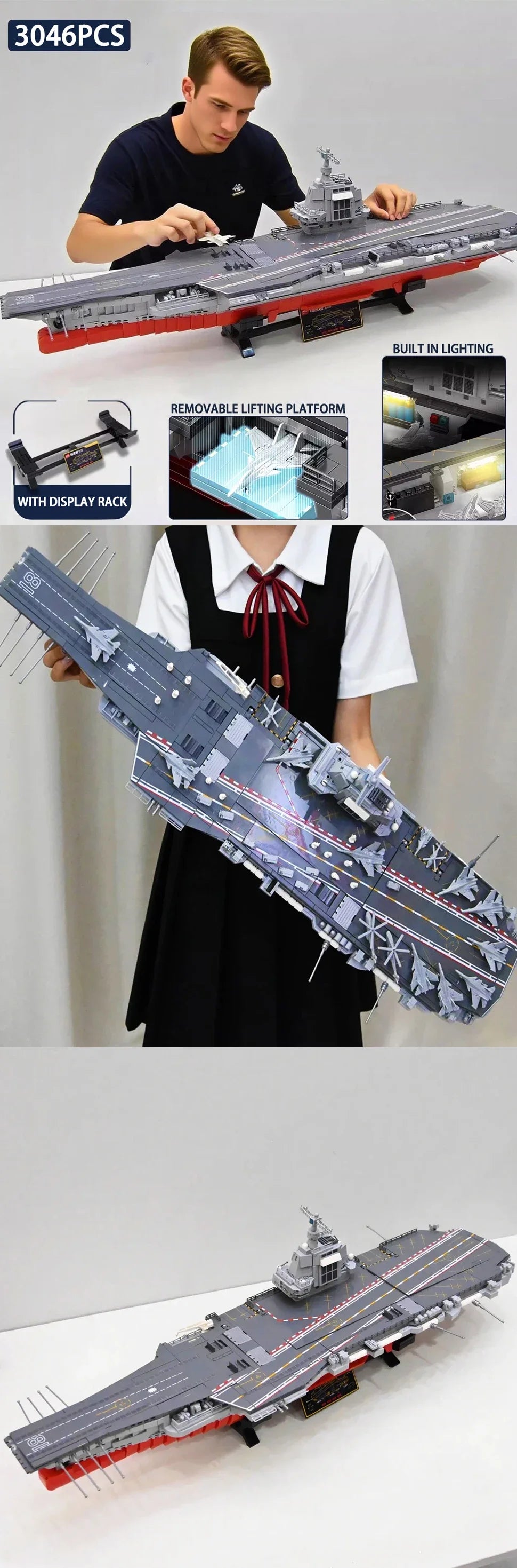 Fujian Aircraft Carrier MOC 208137 – 3049-Piece Elite Naval Building Block Set