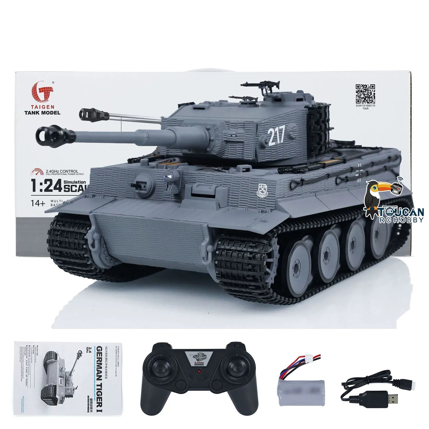 Taigen-Tiger-I-1-24-Scale-RC-Battle-Tank-Infrared-Combat-Model-FREETIMEJOY-Military-Hobby