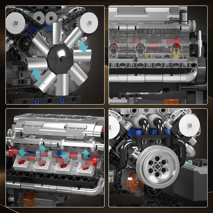 DIY-535-Piece-V8-Engine-Construction-Kit-Mini-STEM-Mechanical-Building-Set-FREETIMEJOY-Engineering-Hobby
