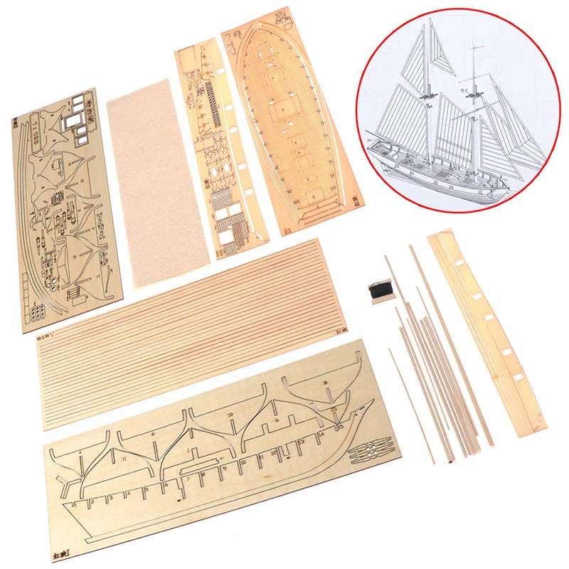 Classic Wooden Sailboat Model Kit | 1:100 Scale DIY Nautical Decor | Handmade Hobby Set