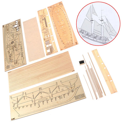 Classic Wooden Sailboat Model Kit | 1:100 Scale DIY Nautical Decor | Handmade Hobby Set