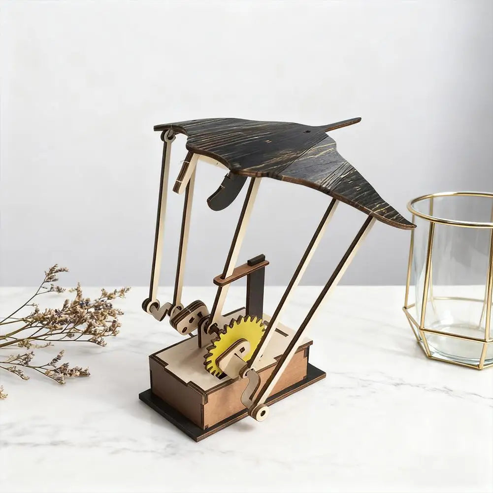 Artisan-Wooden-Manta-Ray-Automaton-Hand-Cranked-Kinetic-Sculpture-Senior-Memory-Care-FREETIMEJOY