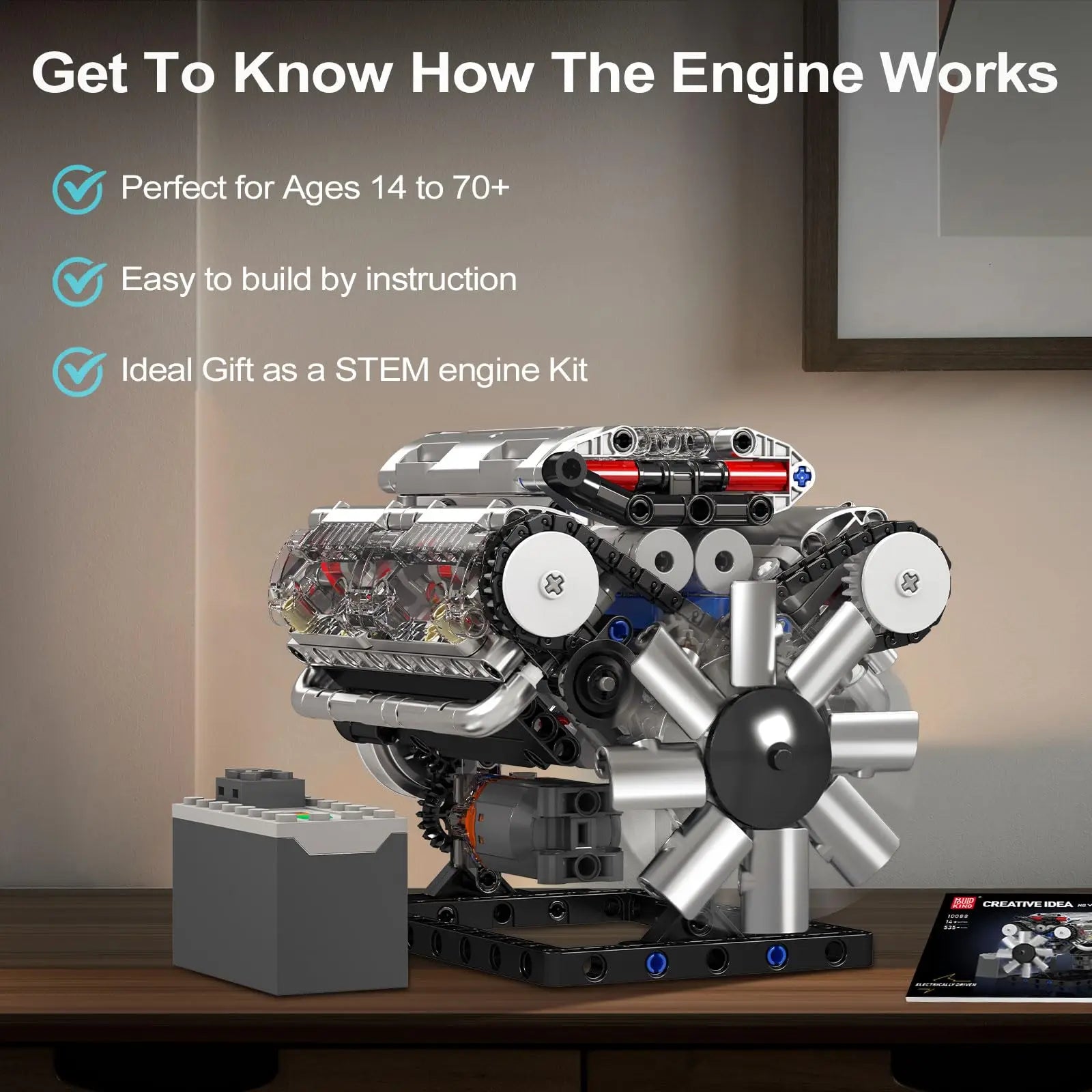 DIY-535-Piece-V8-Engine-Construction-Kit-Mini-STEM-Mechanical-Building-Set-FREETIMEJOY-Engineering-Hobby