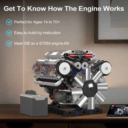 DIY-535-Piece-V8-Engine-Construction-Kit-Mini-STEM-Mechanical-Building-Set-FREETIMEJOY-Engineering-Hobby