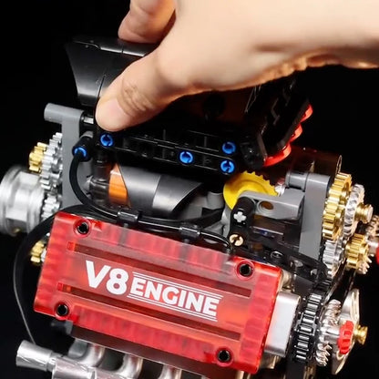 Motorized-V8-Engine-Building-Block-Model-Technical-Piston-Simulation-Senior-Hobby-FREETIMEJOY