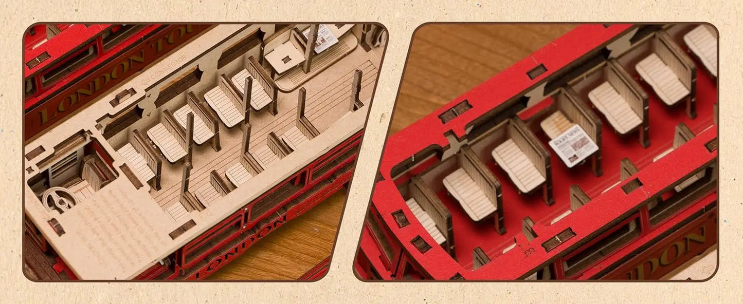 London Tour Bus 3D Wooden Puzzle – Collector’s Mechanical Model