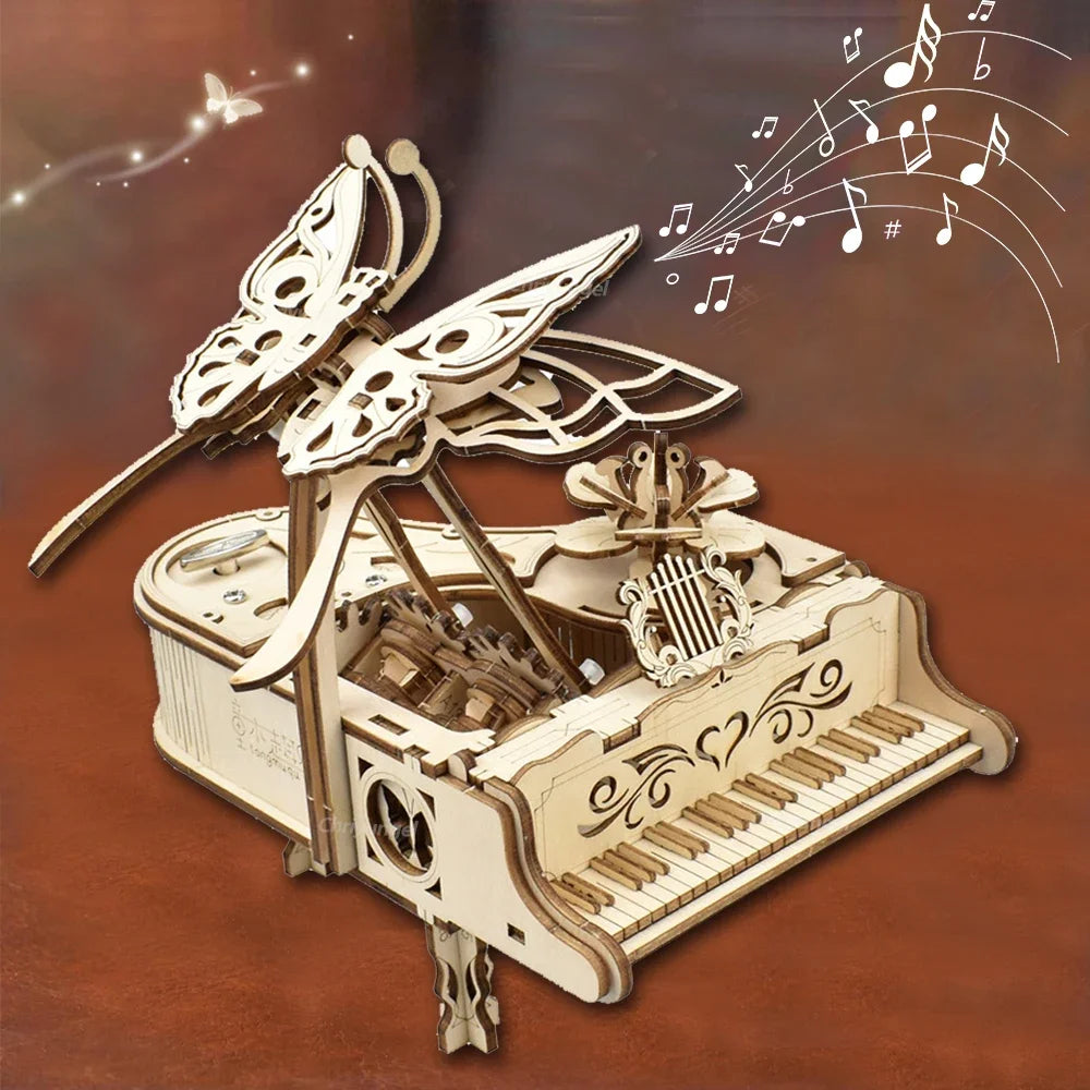 Mechanical Wind-Up Music Box Model Kit