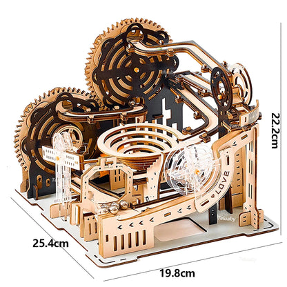 Mechanical Marble Run Set | 3D Wooden Puzzle STEAM Engine Model | DIY Kinetic Engineering Kit