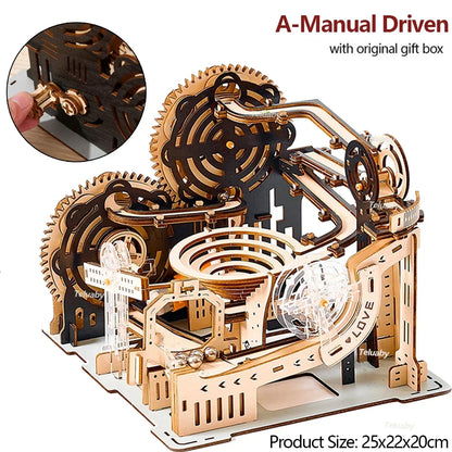 Mechanical Marble Run Set | 3D Wooden Puzzle STEAM Engine Model | DIY Kinetic Engineering Kit