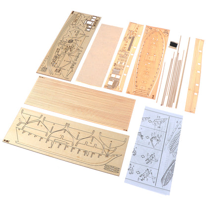 1:100 Scale Halcon Wooden Sailing Boat DIY Assembly Kit – Classic Desktop Nautical Model