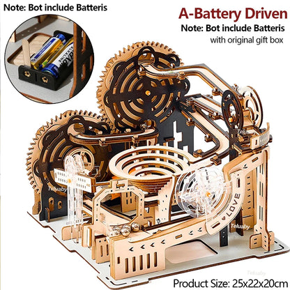 Mechanical Marble Run Set | 3D Wooden Puzzle STEAM Engine Model | DIY Kinetic Engineering Kit