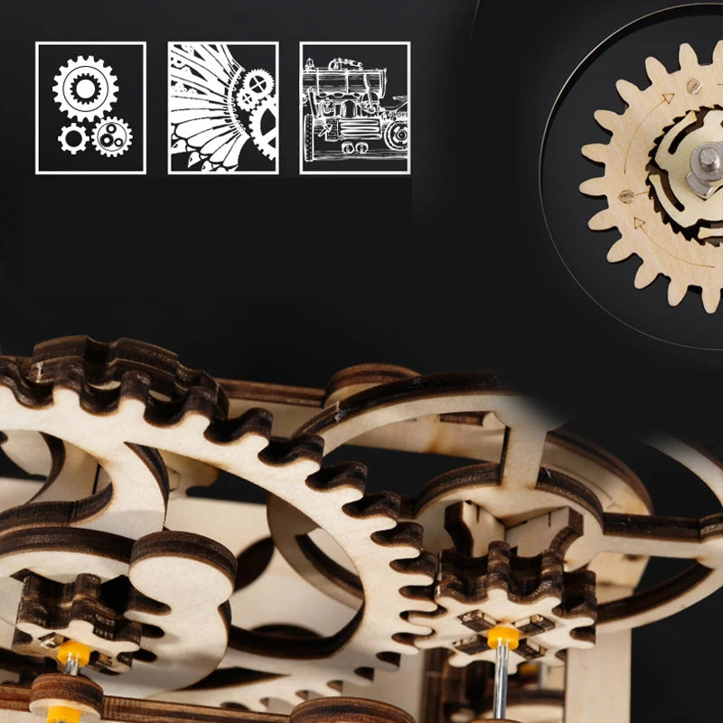 Mechanical Marble Run Set | 3D Wooden Puzzle STEAM Engine Model | DIY Kinetic Engineering Kit