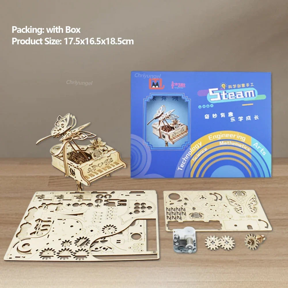 Mechanical Wind-Up Music Box Model Kit