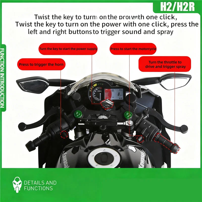 Kawasaki-Ninja-H2R-1-9-Scale-Alloy-Motorcycle-Model-Smoke-Effect-Collector-Edition-FREETIMEJOY