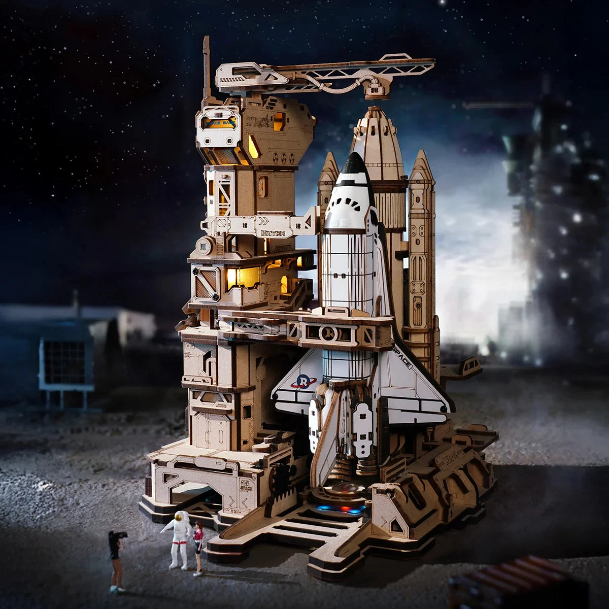 ROKR-Space-Shuttle-3D-Wooden-Puzzle-Moving-Launch-Tower-LED-Lights-Senior-Memory-Care-FREETIMEJOY