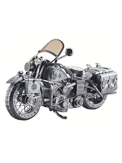 Mechanical Harley Motorcycle 3D Metal Puzzle | Stainless Steel DIY Model Building Kit | Precision Engineering Hobby Set