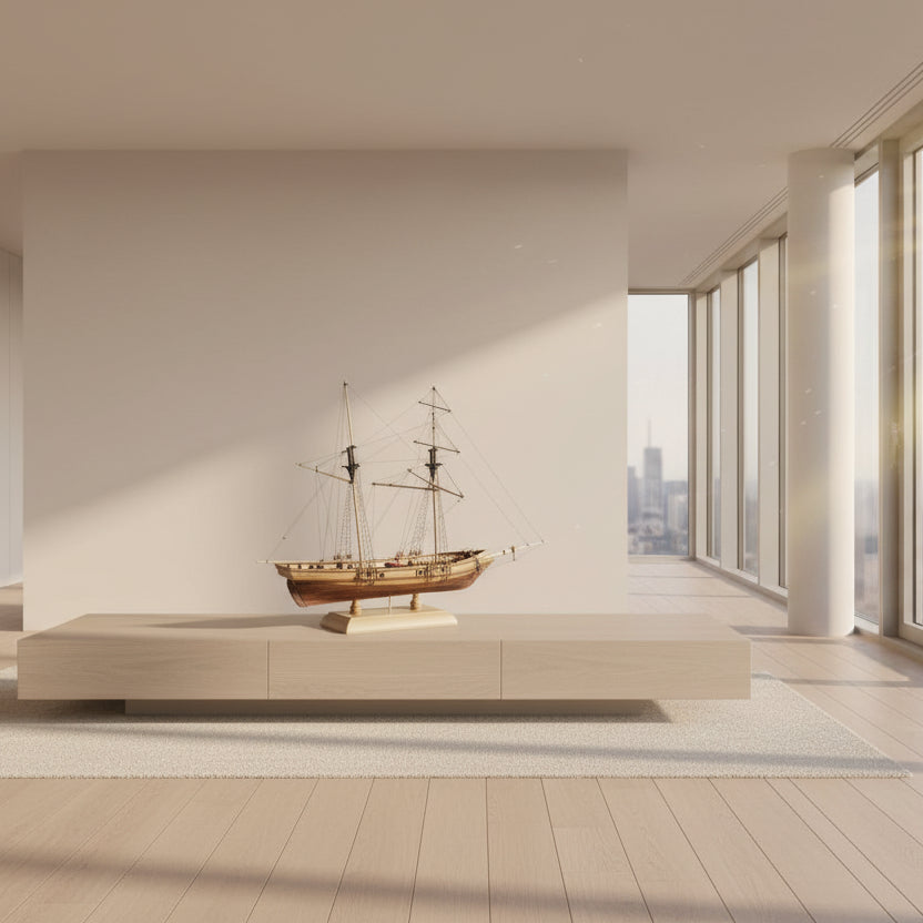 Wooden sailing boat DIY model kit 1:70 for adults — cognitive hobby ship building set  — Freetimejoy