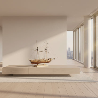 Wooden sailing boat DIY model kit 1:70 for adults — cognitive hobby ship building set  — Freetimejoy