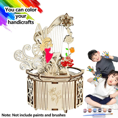 Celestial Moon & Star Rotating Music Box – 3D Mechanical Wooden Model