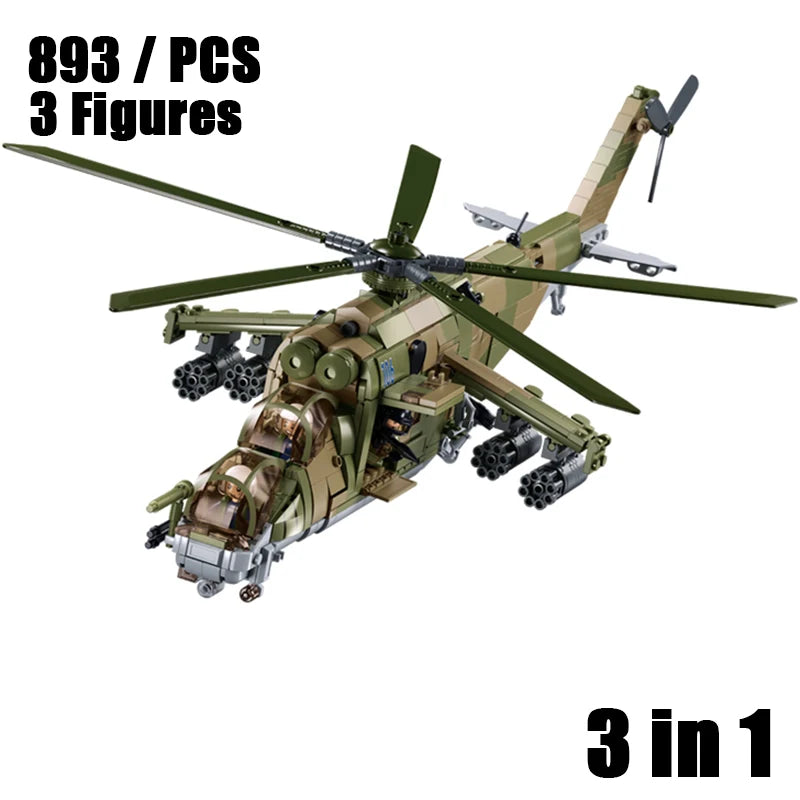Sluban WW2 Military Series: Mi-24 Attack Helicopter – 3D Hind Model Building Block Set