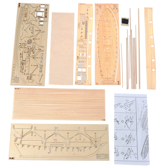 1-100-Scale-Halcon-Wooden-Sailing-Boat-DIY-Model-Kit-Nautical-Desktop-Display-FREETIMEJOY