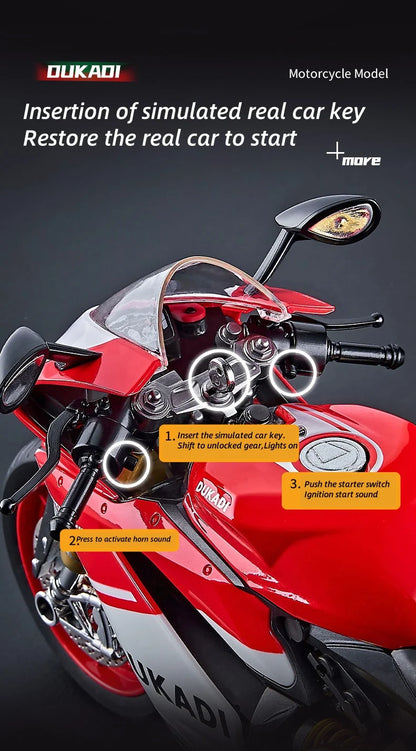 Key-Start 1:9 1199 Panigale Alloy Sportbike – Interactive Diecast Model with Sound, Light & Spray