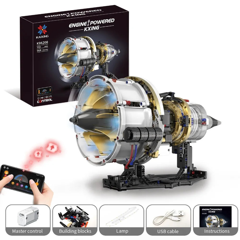MOC-Aircraft-Turbo-Jet-Engine-Building-Set-Motorized-LED-APP-Control-FREETIMEJOY-Tech-Hobby