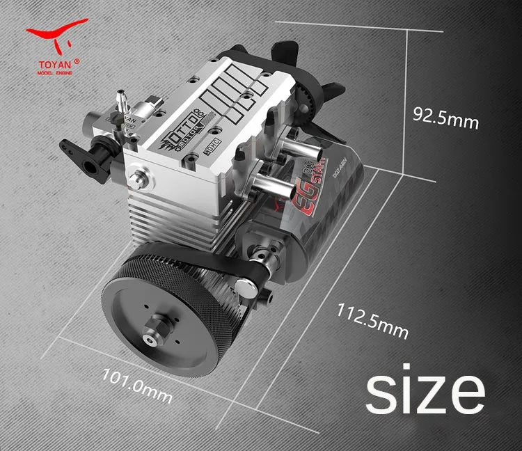 TOYAN FS-L200AC Twin-Cylinder 4-Stroke Nitro Engine – Functional DIY Air-Cooled Metal Model Kit