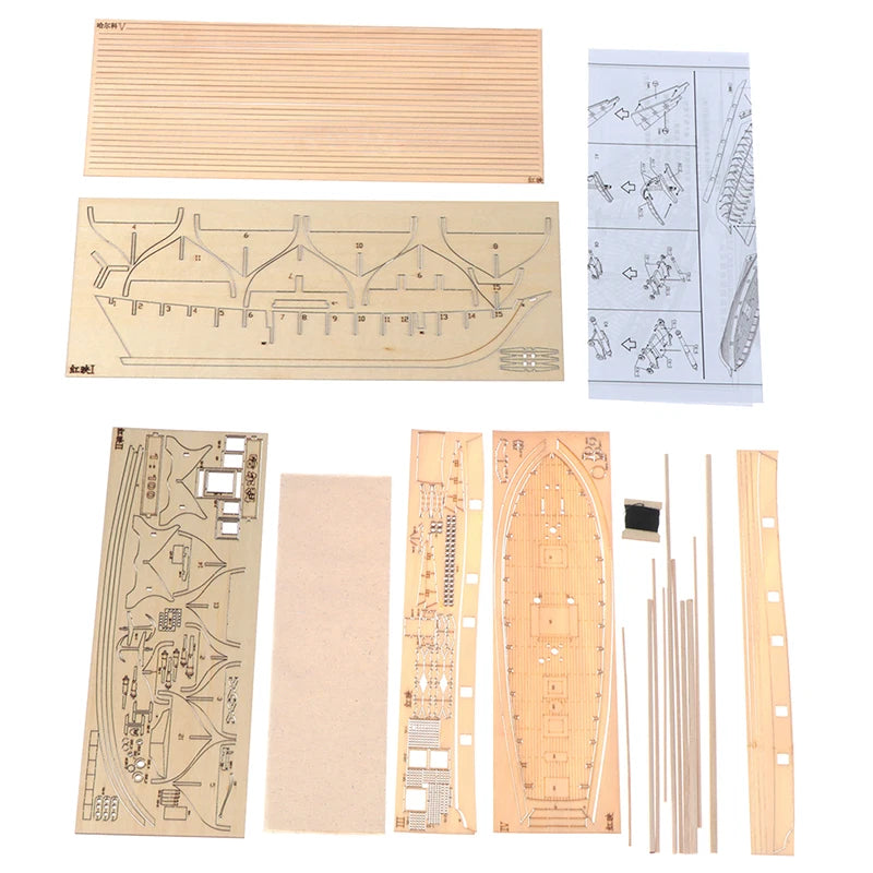 1:100 Scale Halcon Wooden Sailing Boat DIY Assembly Kit – Classic Desktop Nautical Model