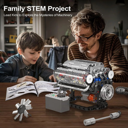 DIY-535-Piece-V8-Engine-Construction-Kit-Mini-STEM-Mechanical-Building-Set-FREETIMEJOY-Engineering-Hobby