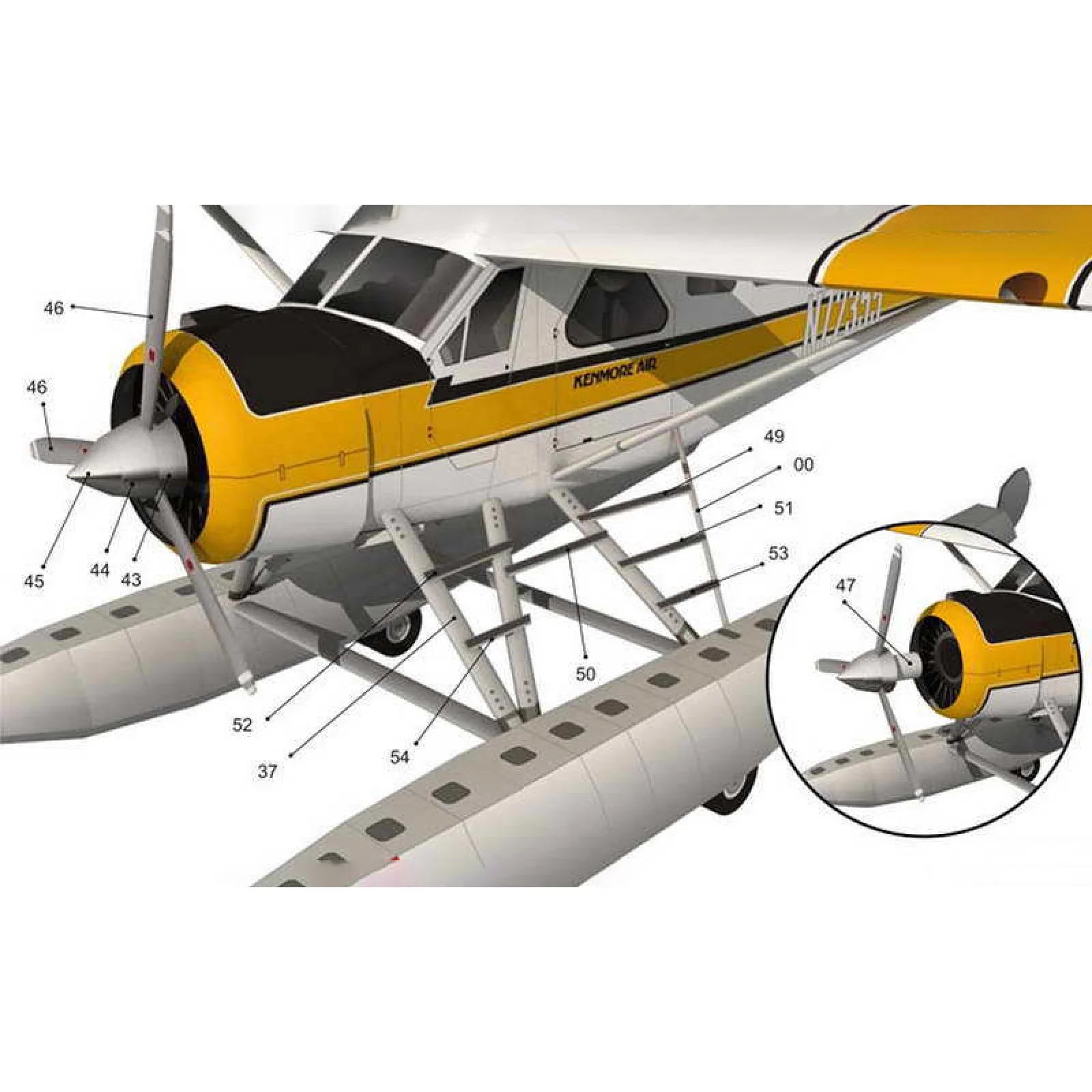 DHC-2-Beaver-Float-Seaplane-Paper-Model-Kit-1-32-Scale-Senior-Memory-Care-FREETIMEJOY