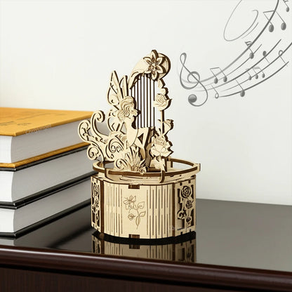 Celestial Moon & Star Rotating Music Box – 3D Mechanical Wooden Model