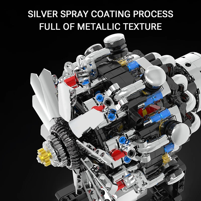 Aircraft-V8-Motorized-Simulation-Model-558-Piece-Technical-Aero-Engine-FREETIMEJOY-Engineering-Hobby