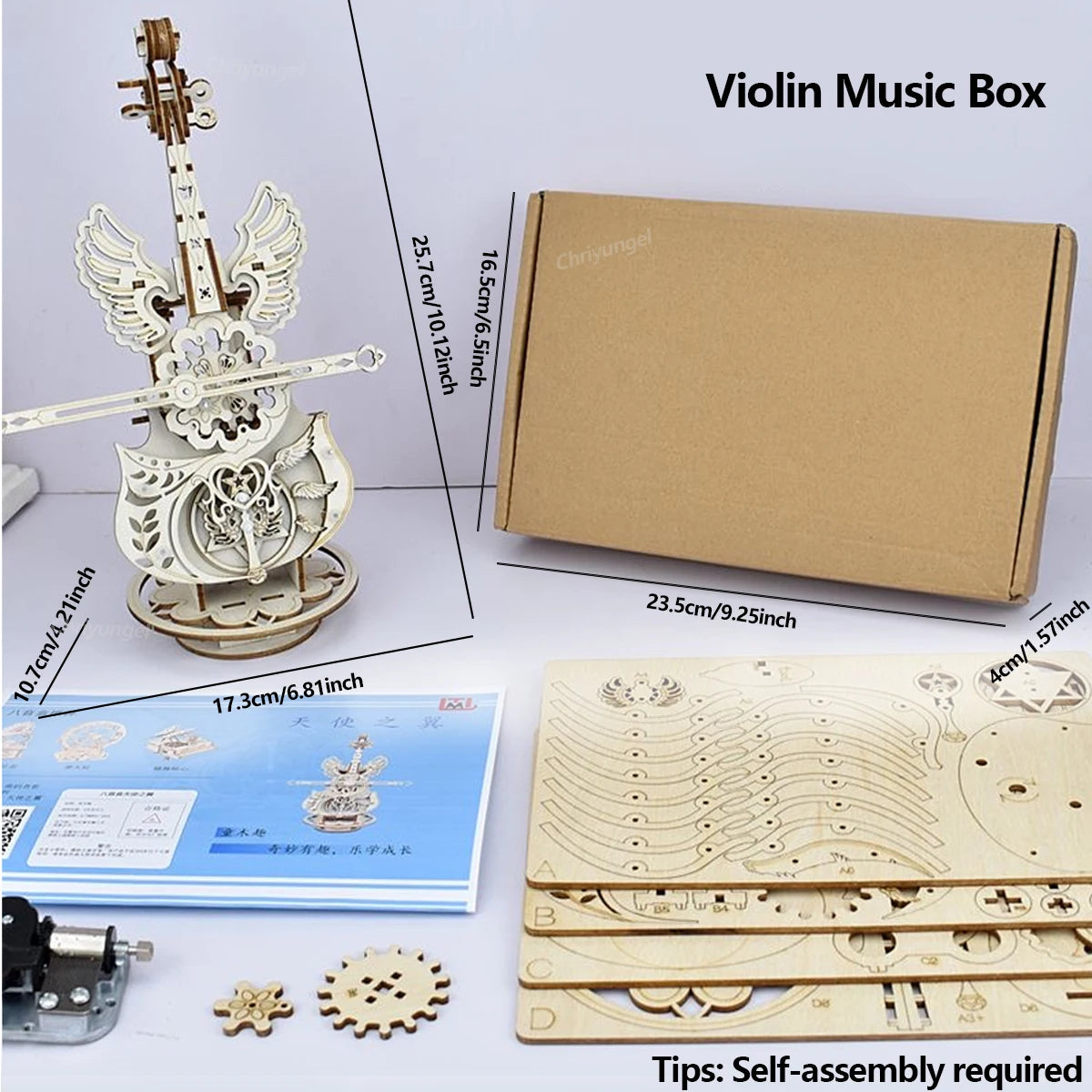Mechanical Wind-Up Music Box Model Kit